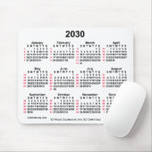 2030 Witte 52 weken ISO-kalender van Janz Muismat (Met muis)