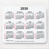 2030 Witte 52 weken ISO-kalender van Janz Muismat (Voorkant)