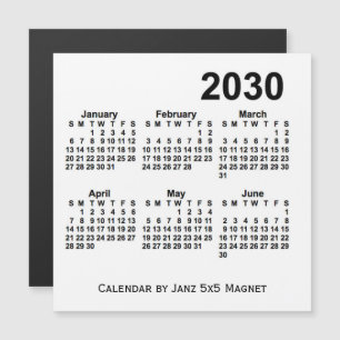 2030 Witte 6-maandelijkse kalender van Janz 5x5 Ma