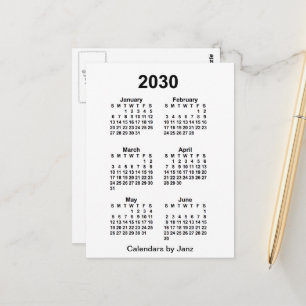 2030 Witte 6 maanden Mini Agenda van Janz Briefkaart
