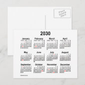 2030 Witte Mini-kalender voor de feestdagen van Ja Briefkaart (Voorkant / Achterkant)