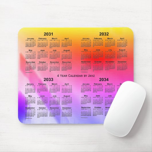 2031-2034 Rainbow Shadows 4 Year Agenda van Janz Muismat (Met muis)