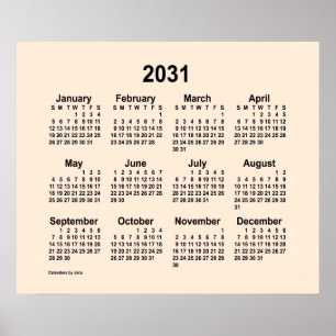 2031 Antieke witte kalender van Janz Print