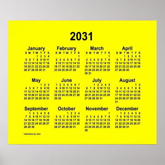 2031 Gele agenda van Janz Print (Voorkant)