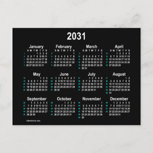 2031 Neon White, 52 weken Mini Calendar van Janz Briefkaart