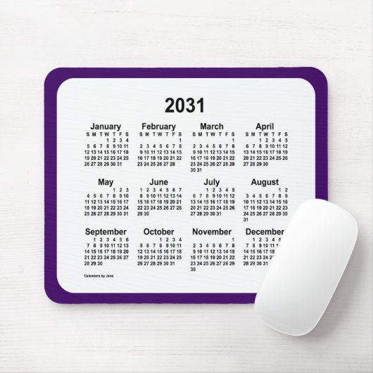 2031 Paarse en witte agenda van Janz Two Tone Muismat (Met muis)