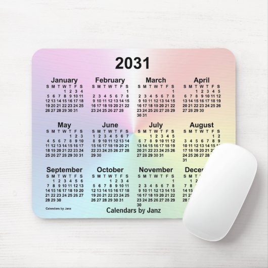 2031 Rainbow Cloud Calendar van Janz Muismat (Met muis)