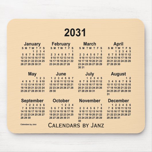 2031 Tarwekalender van de Janz-Muismat Muismat (Voorkant)