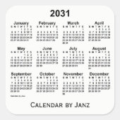 2031 White Calendar van Janz Square Sticker (Voorkant)
