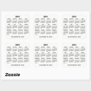 2031 White Calendar van Janz Square Sticker