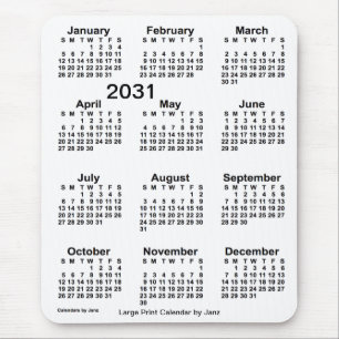 2031 White Large Print Calendar van Janz Muismat