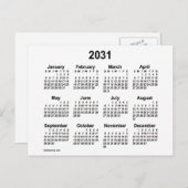 2031 White Mini Calendar van Janz Briefkaart (Voorkant / Achterkant)