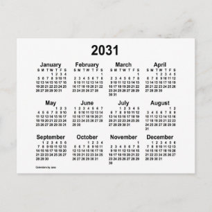 2031 White Mini Calendar van Janz Briefkaart