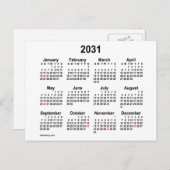 2031 White Mini-kalender voor de feestdagen van Ja Briefkaart (Voorkant / Achterkant)