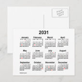 2031 White Mini-kalender voor feestdagen van Janz Briefkaart (Voorkant / Achterkant)