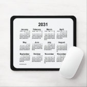 2031 White on Black Calendar van Janz Two Tone Muismat (Met muis)