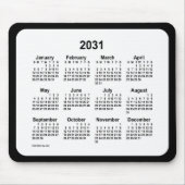 2031 White on Black Calendar van Janz Two Tone Muismat (Voorkant)