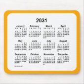 2031 White on Oranje Calendar by Janz Two Tone Muismat (Voorkant)