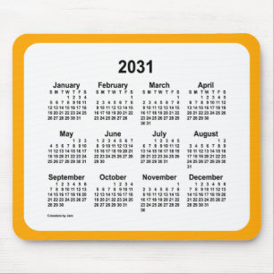 2031 White on Oranje Calendar by Janz Two Tone Muismat