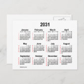 2031 Wit 52 Weken Mini Kalender door Janz Briefkaart (Voorkant / Achterkant)