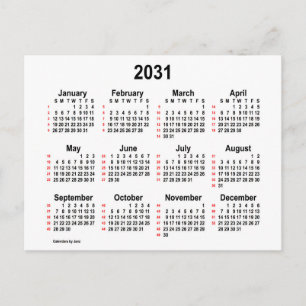 2031 Wit 52 Weken Mini Kalender van Janz Briefkaart