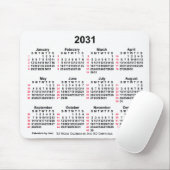 2031 Witte 52 weken ISO-kalender door Janz Muismat (Met muis)