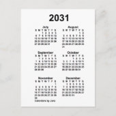 2031 Witte 6 maanden Mini Agenda van Janz Briefkaart (Voorkant)