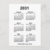 2031 Witte 6 Maanden Mini Kalender van Janz Briefkaart (Voorkant)