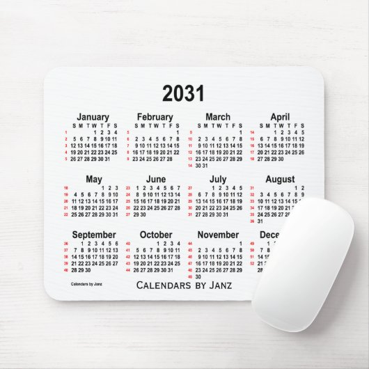 2031 Witte agenda van 52 weken door Janz Muismat (Met muis)