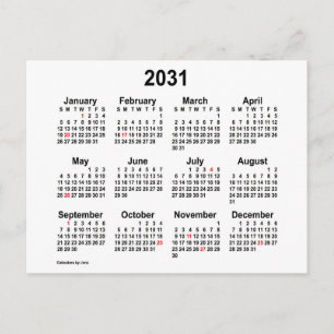 2031 Witte Mini Vakantiekalender van Janz Briefkaart