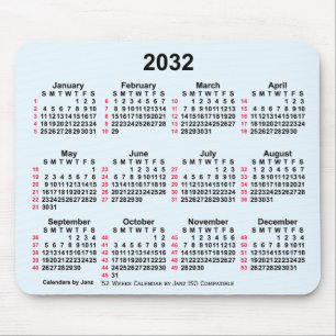 2032 Alice Blue 52 weken ISO-kalender van Janz Muismat