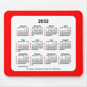 2032 Red 52 Weeks ISO Agenda van Janz Two Tone Muismat