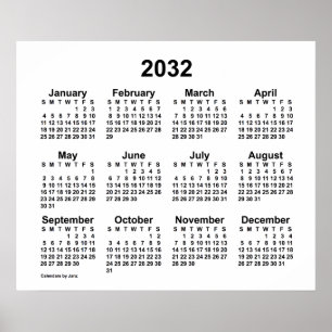 2032 White Calendar door Janz Print