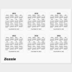 2032 White Calendar van Janz Square Sticker