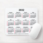 2032 Witte 52 weken ISO-kalender door Janz Muismat (Met muis)