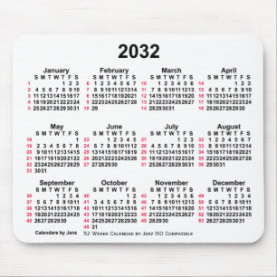 2032 Witte 52 weken ISO-kalender door Janz Muismat