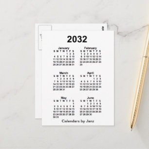 2032 Witte 6 maanden Mini Agenda van Janz Briefkaart