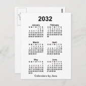 2032 Witte 6-maands minicalender van Janz Briefkaart (Voorkant / Achterkant)