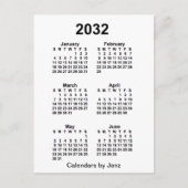 2032 Witte 6-maands minicalender van Janz Briefkaart (Voorkant)