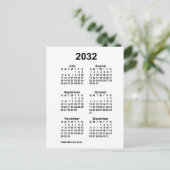2032 Witte 6-maands minicalender van Janz Briefkaart (Staand voorkant)