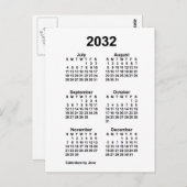 2032 Witte 6-maands minicalender van Janz Briefkaart (Voorkant / Achterkant)