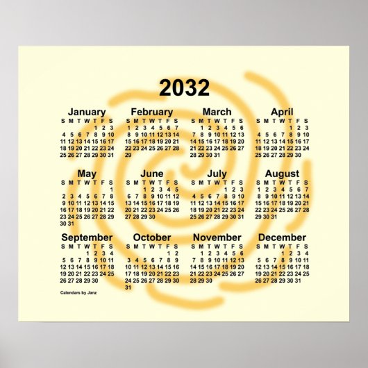 2032 Zonnedagen Agenda van Janz Poster (Voorkant)