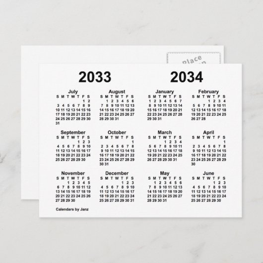 2033-2034 Agenda van het Witte Schooljaar van Janz Briefkaart (Voorkant / Achterkant)