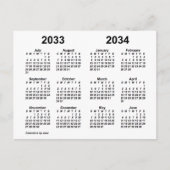 2033-2034 Witte schooljaar kalender door Janz Briefkaart (Voorkant)