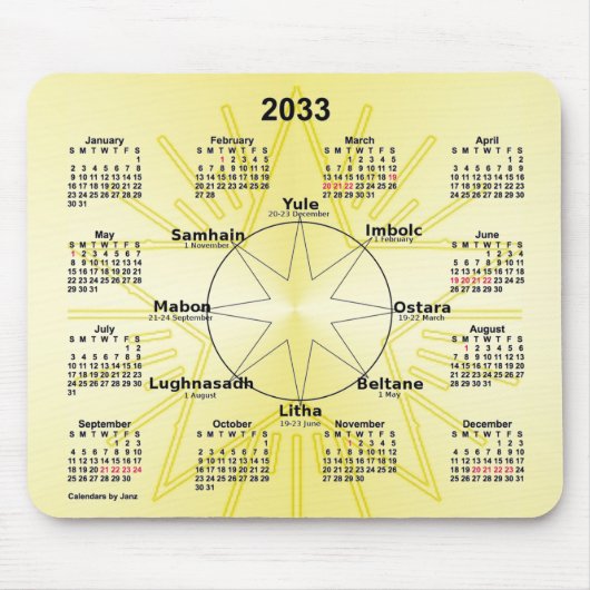 2033 Celtic Wheel of the Year Calendar by Janz Muismat (Voorkant)