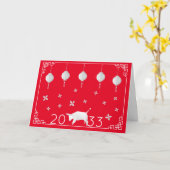 2033 Chinees Nieuwjaar Origami Ox, rood Kaart (Gele Bloem)