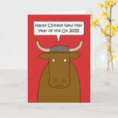 2033 Chinees Nieuwjaar van de Os Kaart (Gele Bloem)