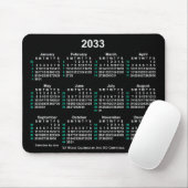 2033 Neon White 52 weken ISO-kalender door Janz Muismat (Met muis)