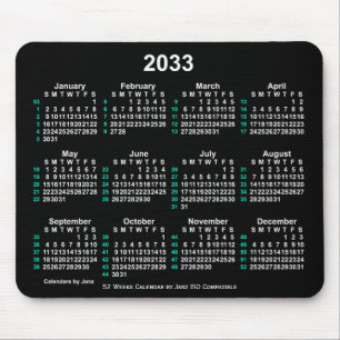 2033 Neon White 52 weken ISO-kalender door Janz Muismat