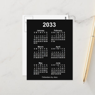 2033 Neon White 6 Maanden Mini Kalender van Janz Briefkaart